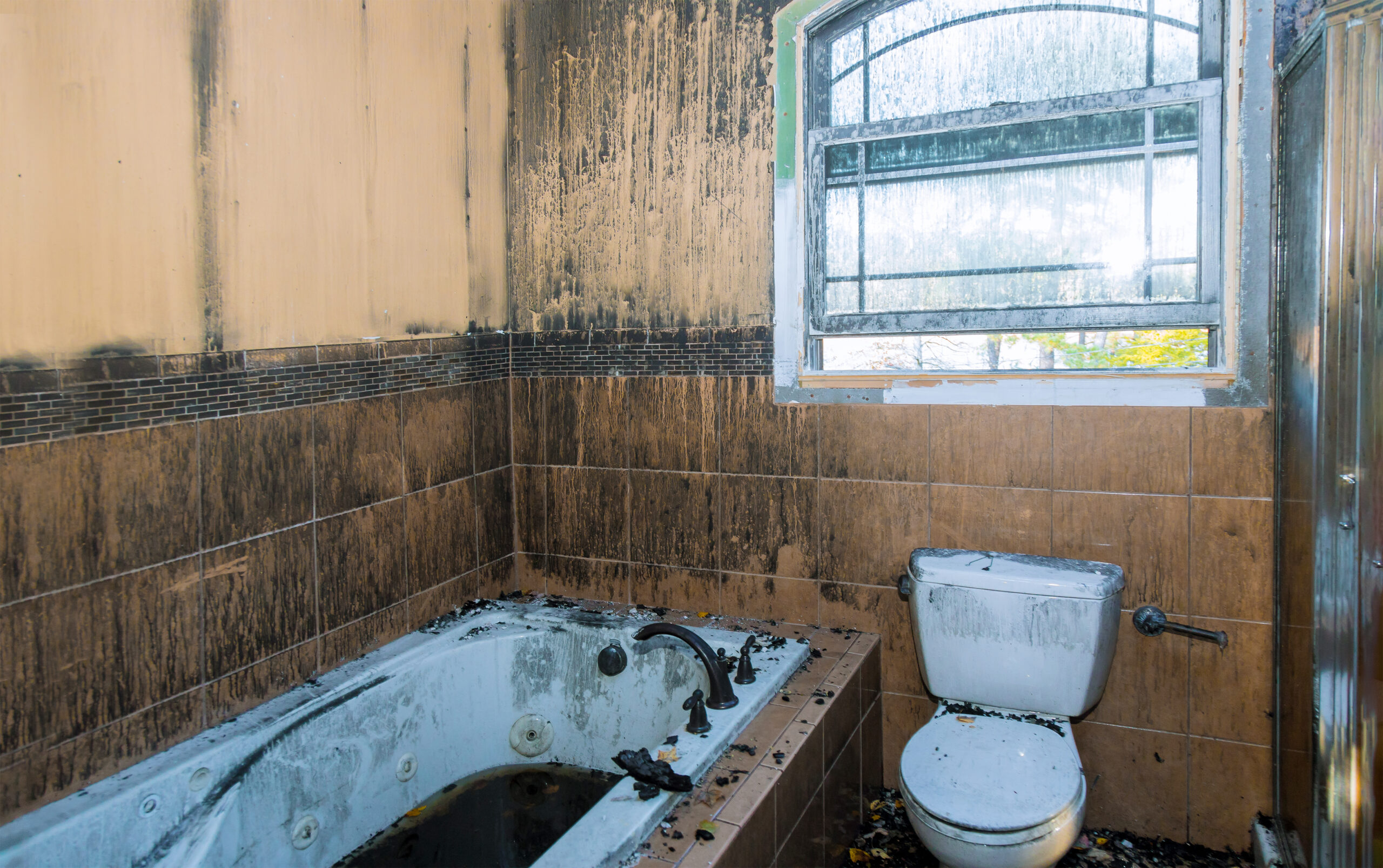 Burned,House,Interior,After,Fire,,A,Toilet,After,Fire,Inside. Fire Damage Restoration