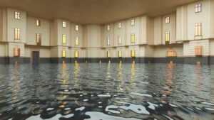 flooded living room - House flood cleanup