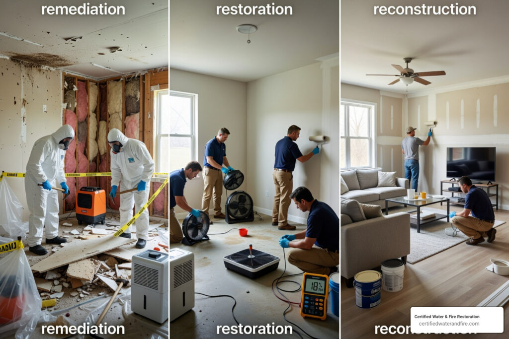 restoration vs remediation vs reconstruction